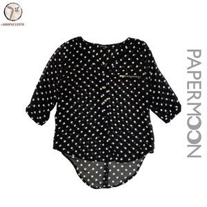 (40% OFF) Papermoon Black & White Polka Dot Blouse Chic Flowy V-Neck Top